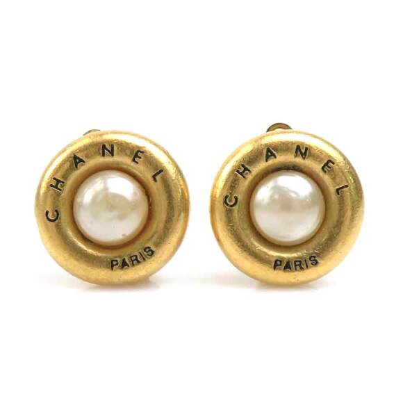 Chanel Earrings Pearl Gold-Tone Metal #208906C45B